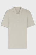 Stretch-cotton slim-fit polo shirt with logo patch - Light Beige