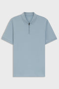 Stretch-cotton slim-fit polo shirt with logo patch - Light Blue