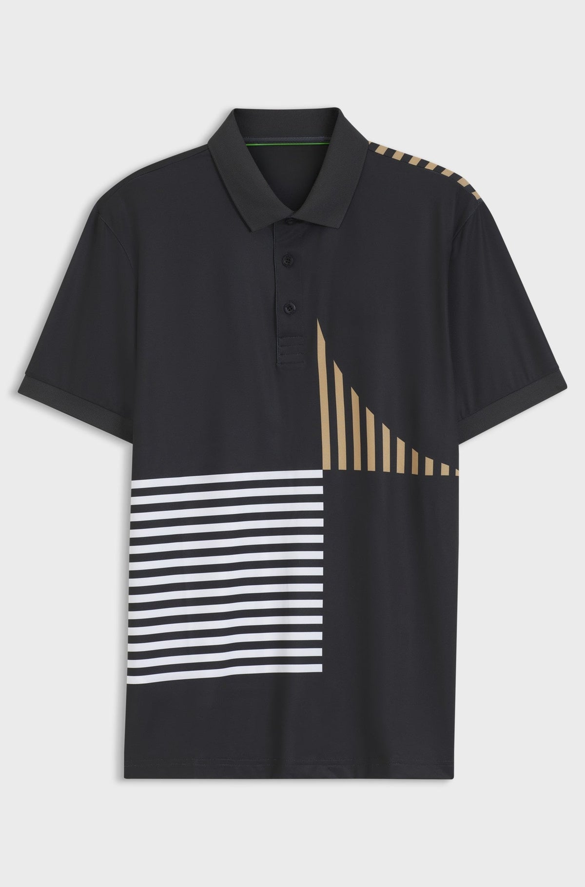 Paddy Active stretch-jersey polo shirt with digital print - Black