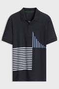 Paddy Active stretch-jersey polo shirt with digital print - Dark Blue