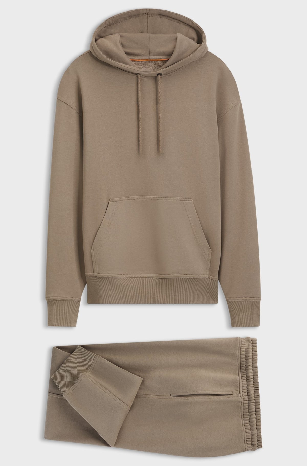 Soft cotton tracksuit set with kangaroo pocket - Beige