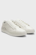 Italian-made low-top sneakers with hidden lacing - Natural