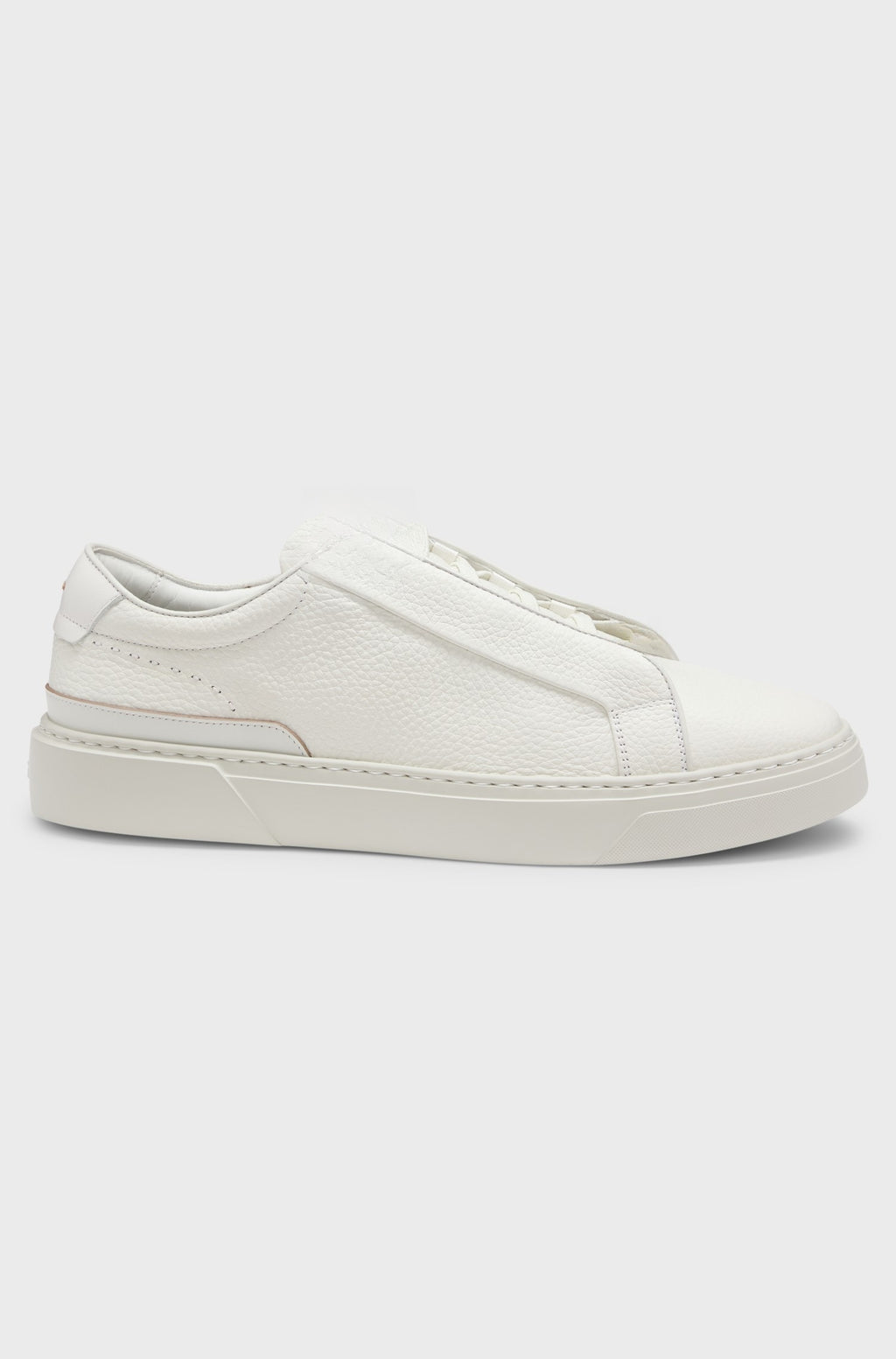 Italian-made low-top sneakers with hidden lacing - Natural