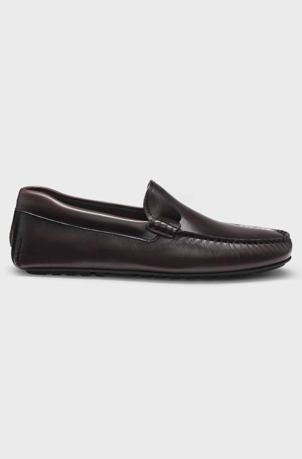 Soft nappa-leather slip-on driver shoes with metal trim - Dark Brown