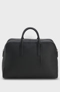 Grained Italian leather holdall with shoulder strap - Black
