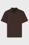 Polo shirt in mercerised cotton with Double B monogram - Dark Brown