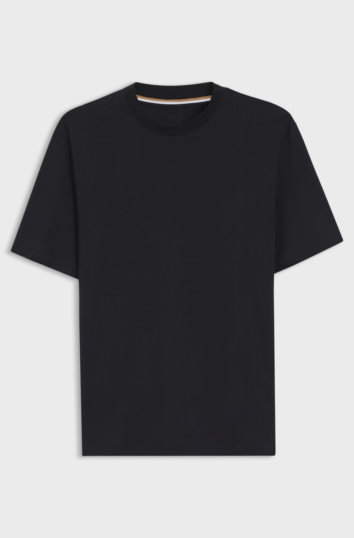 Regular-fit crew-neck tee in smooth mercerised cotton - Dark Blue