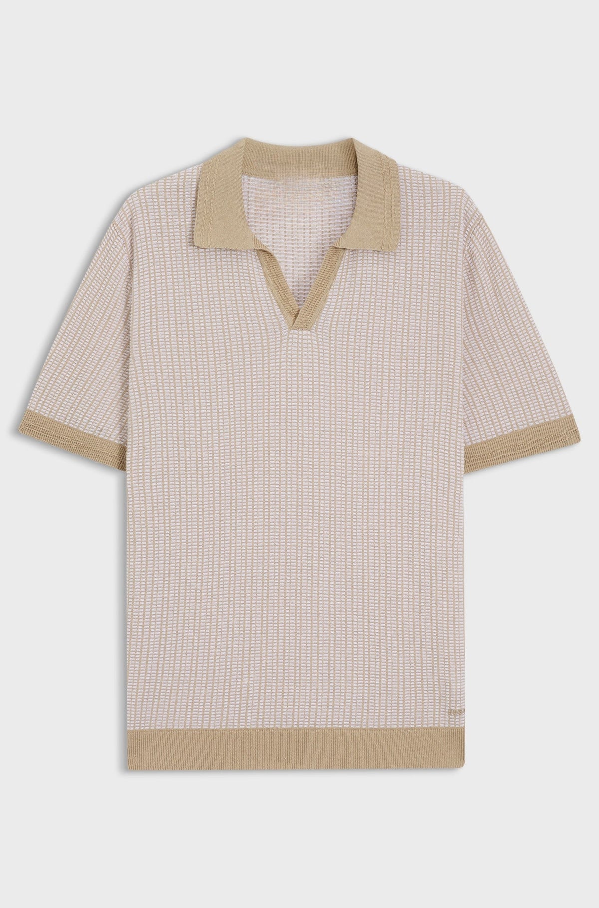 Johhny-collar sweater in cotton and linen - Light Beige