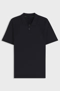 Cotton-blend knit polo with bodymapping structure - Dark Blue