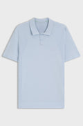Cotton-blend knit polo with bodymapping structure - Light Blue
