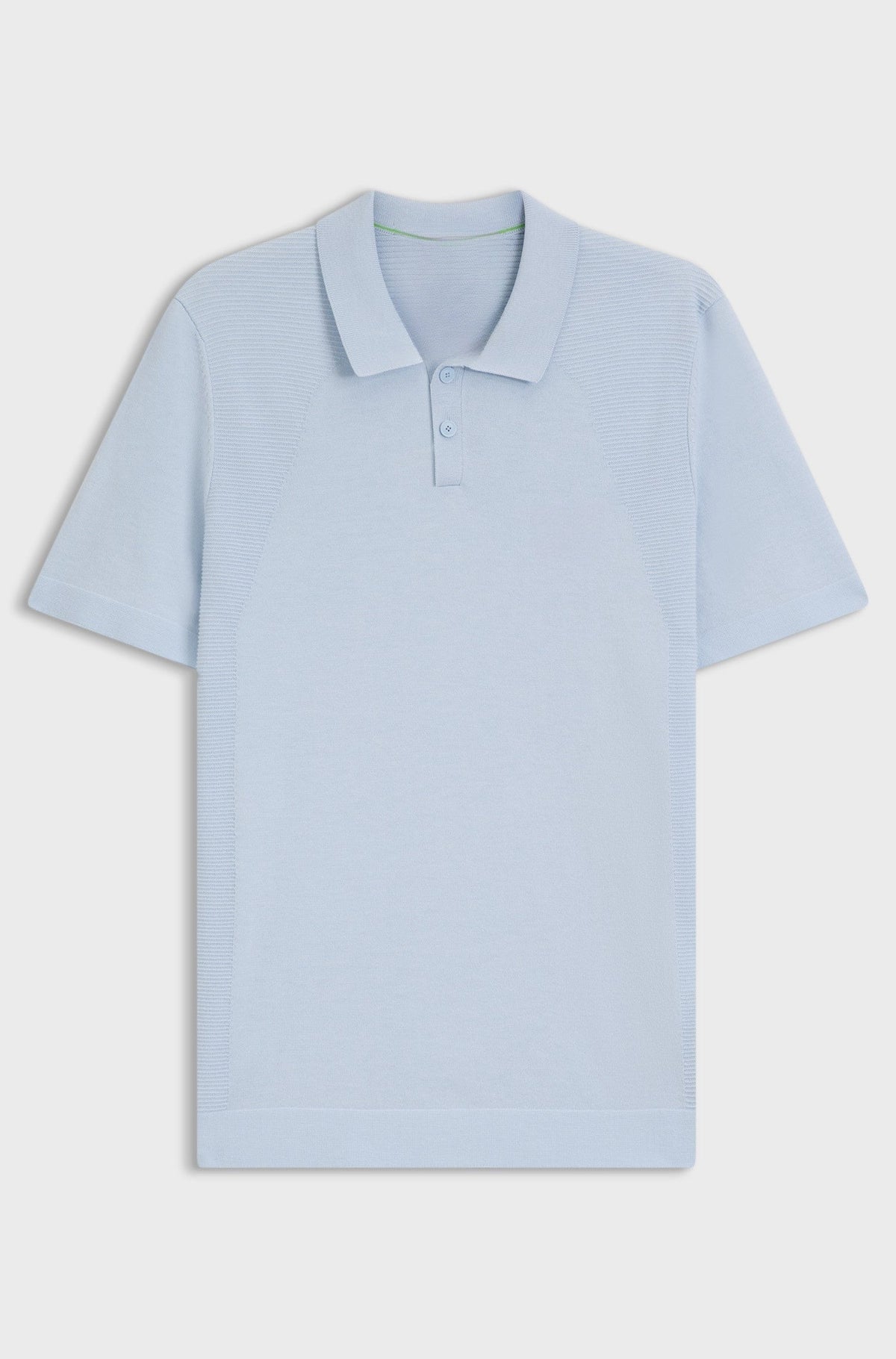 Cotton-blend knit polo with bodymapping structure - Light Blue