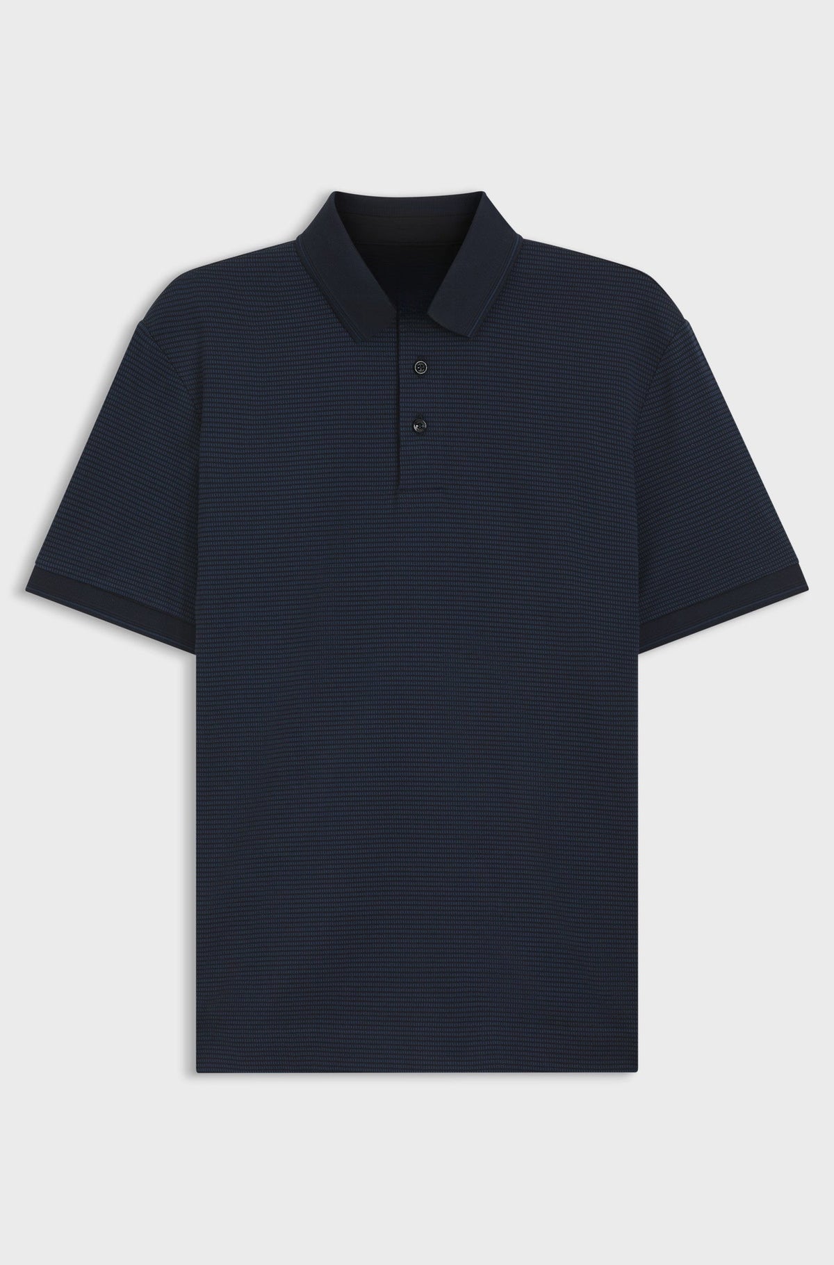 Mercerised-cotton polo shirt with three-tone jacquard - Dark Blue