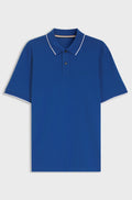 Cotton-piqué polo shirt with embroidered logo - Blue