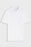 Regular-fit polo shirt in honeycomb-structured cotton piqué - White