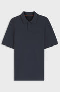 Regular-fit polo shirt in honeycomb-structured cotton piqué - Dark Blue