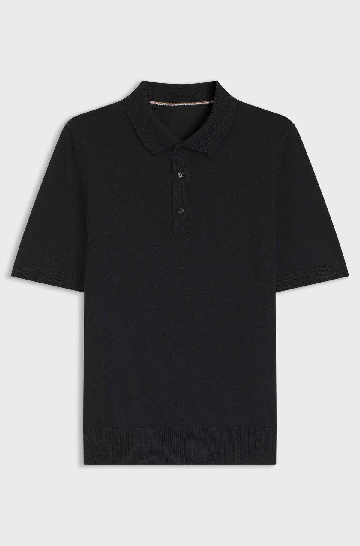Knit polo in virgin wool - Black