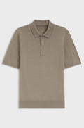 Knit polo in virgin wool - Brown