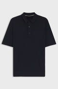 Knit polo in virgin wool - Dark Blue
