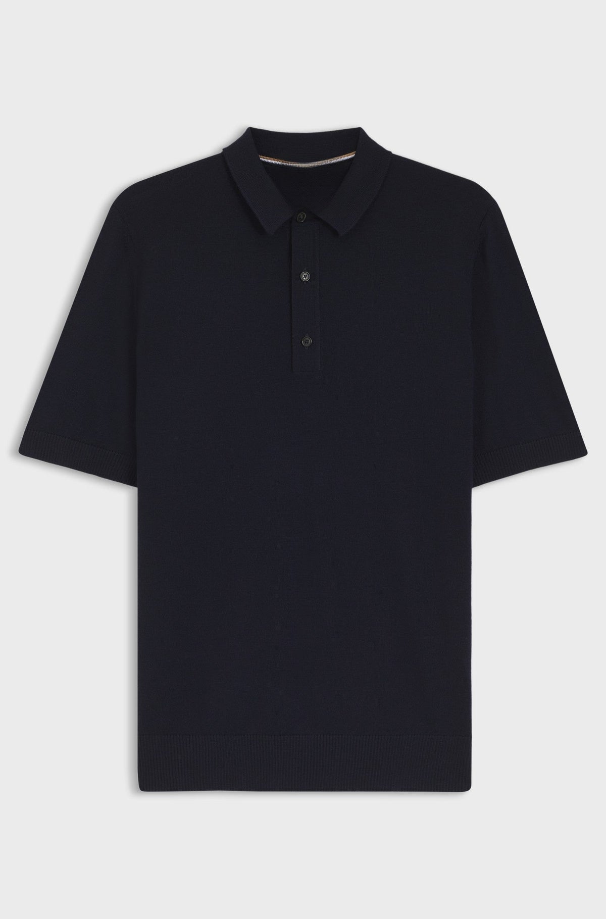 Knit polo in virgin wool - Dark Blue