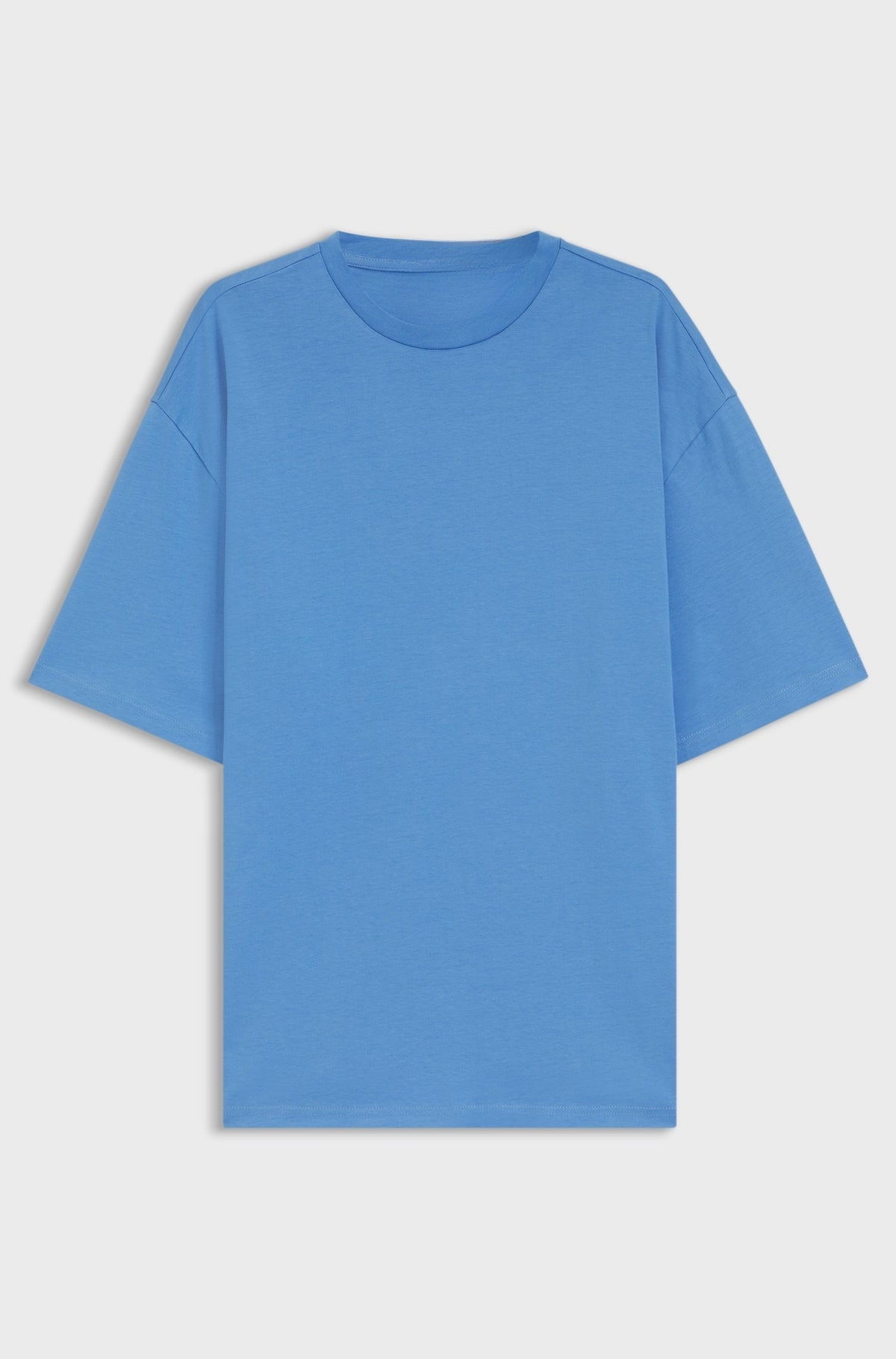 Oversized soft cotton beach tee with side print - Blue