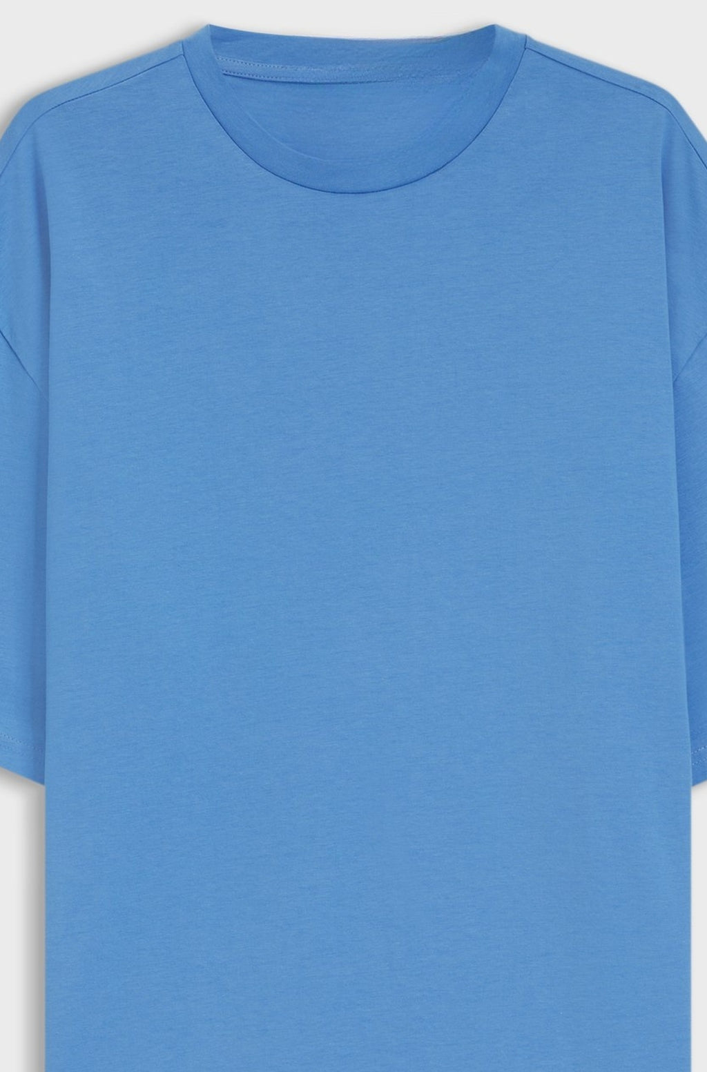 Oversized soft cotton beach tee with side print - Blue