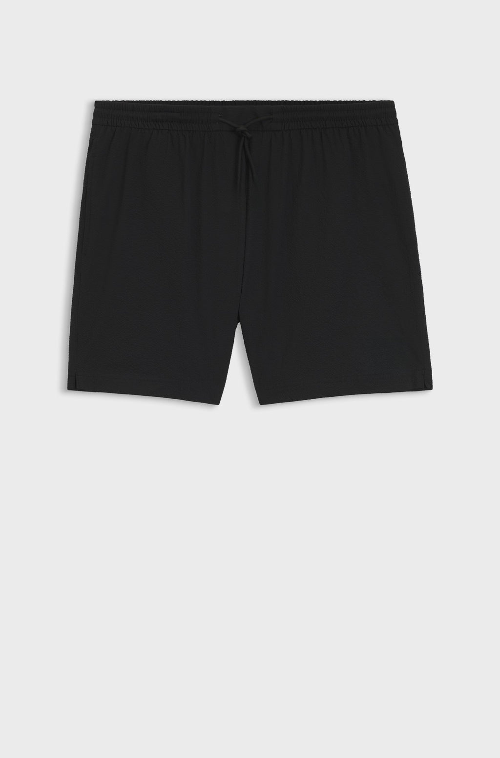 Stretch seersucker swim shorts with drawcord waist - Black