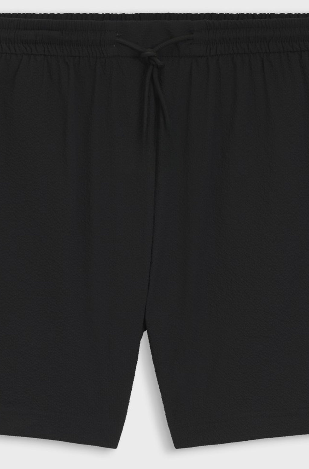 Stretch seersucker swim shorts with drawcord waist - Black