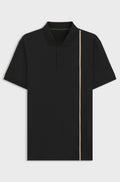 Active quick-dry polo shirt with signature stripe - Black