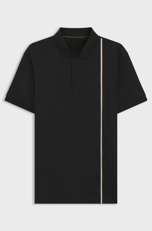 Active quick-dry polo shirt with signature stripe - Black