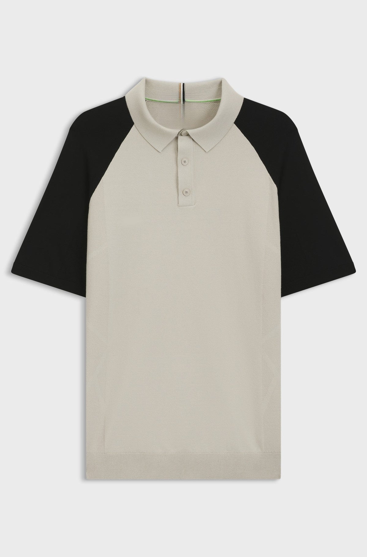 Active colour-blocked knit polo - Light Beige