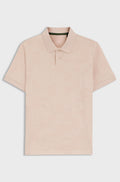 Regular-fit cotton knit polo with 3D jacquard design - Light Orange