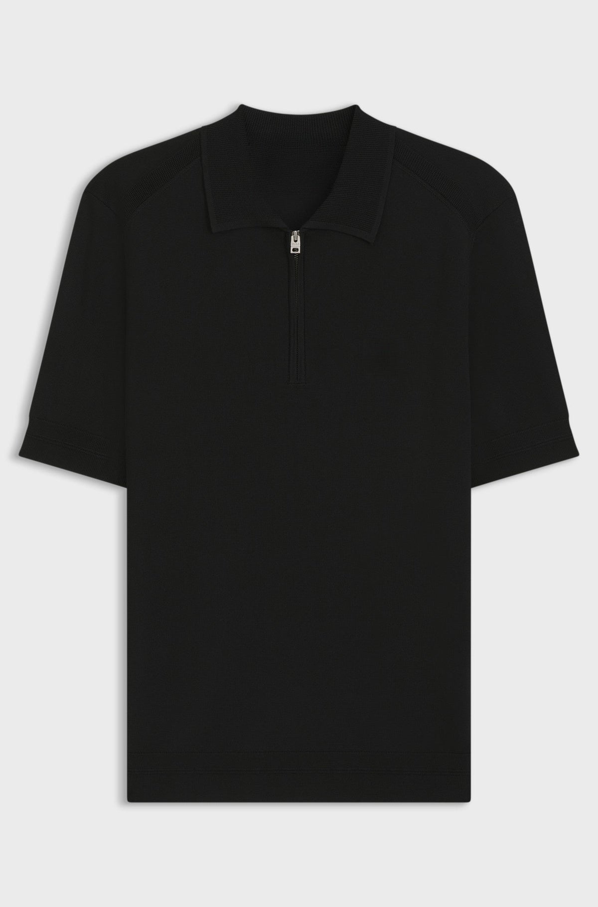 Knit polo with zipped neck - Black
