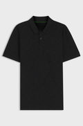 Cotton-piqué polo shirt with all-over print - Black