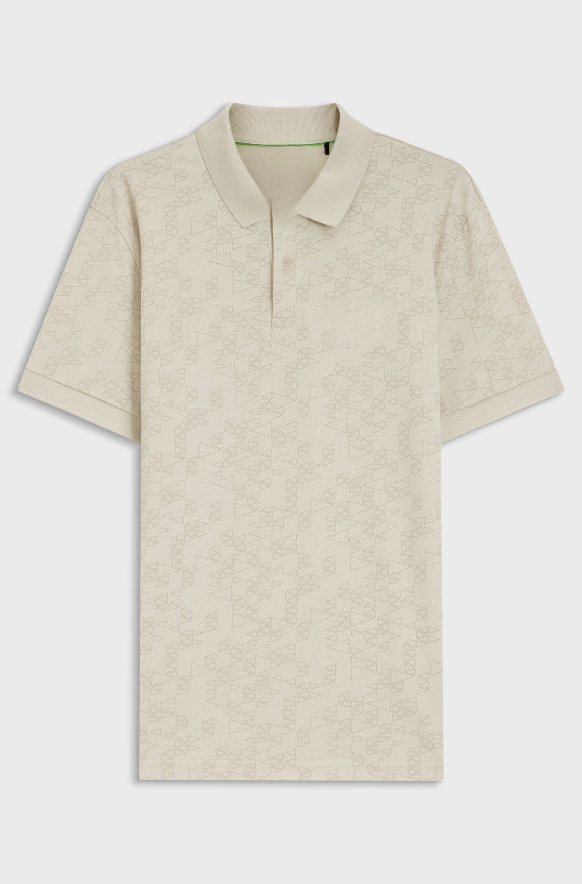 Cotton-piqué polo shirt with all-over print - Light Beige