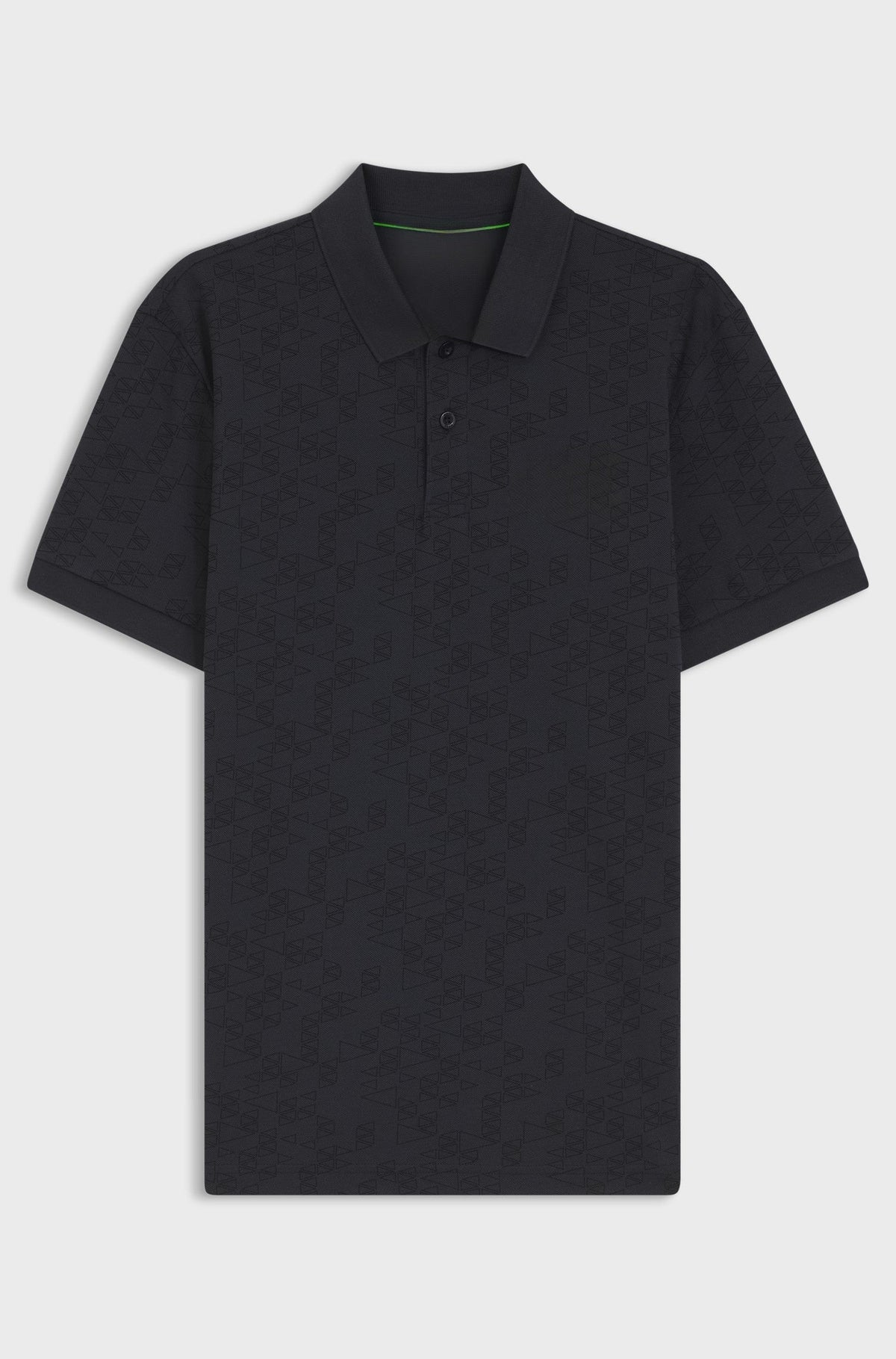 Cotton-piqué polo shirt with all-over print - Dark Blue