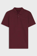 Cotton-piqué polo shirt with all-over print - Dark Red