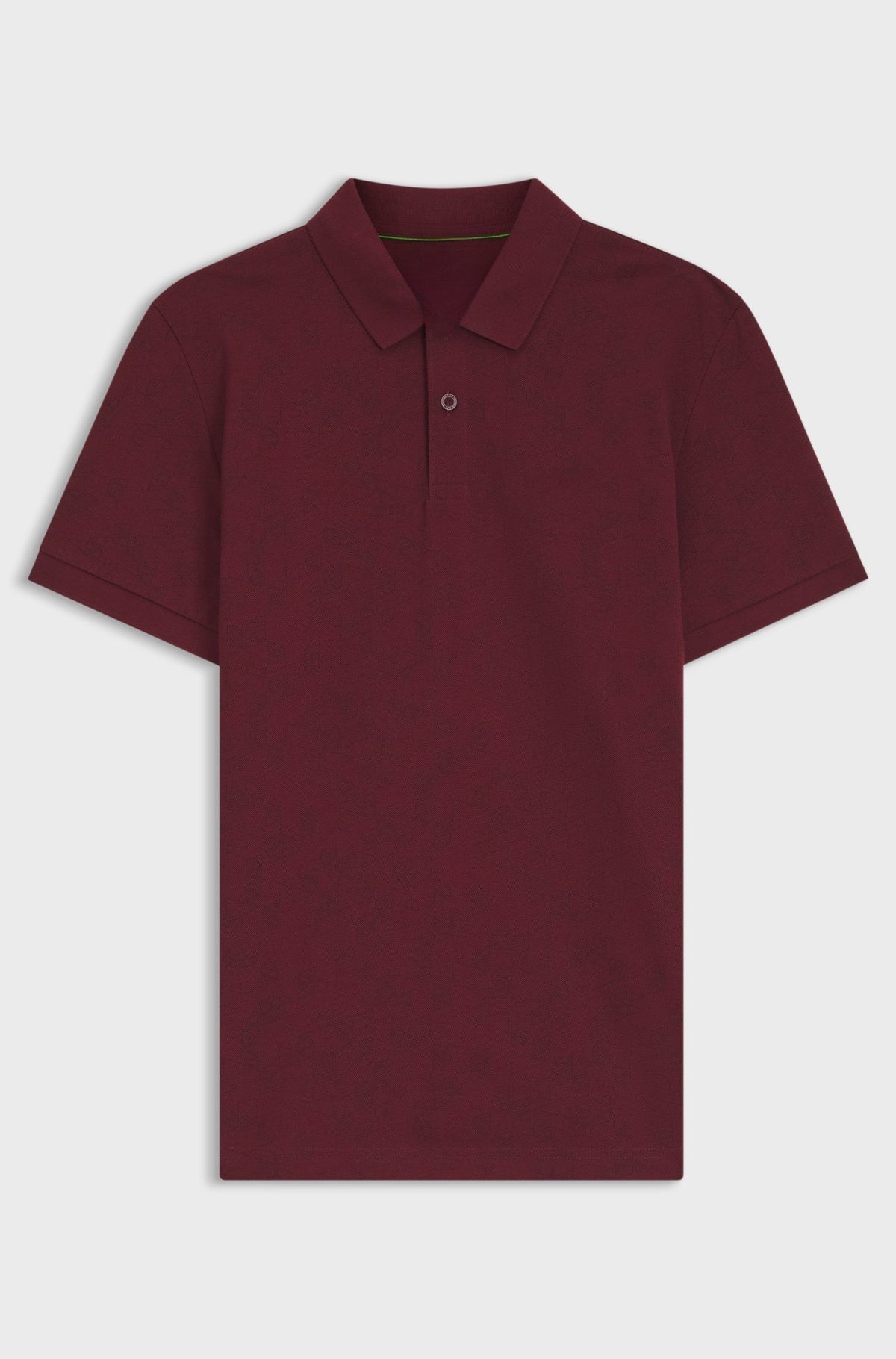 Cotton-piqué polo shirt with all-over print - Dark Red