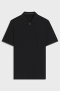 Regular-fit polo with zip closure - Black