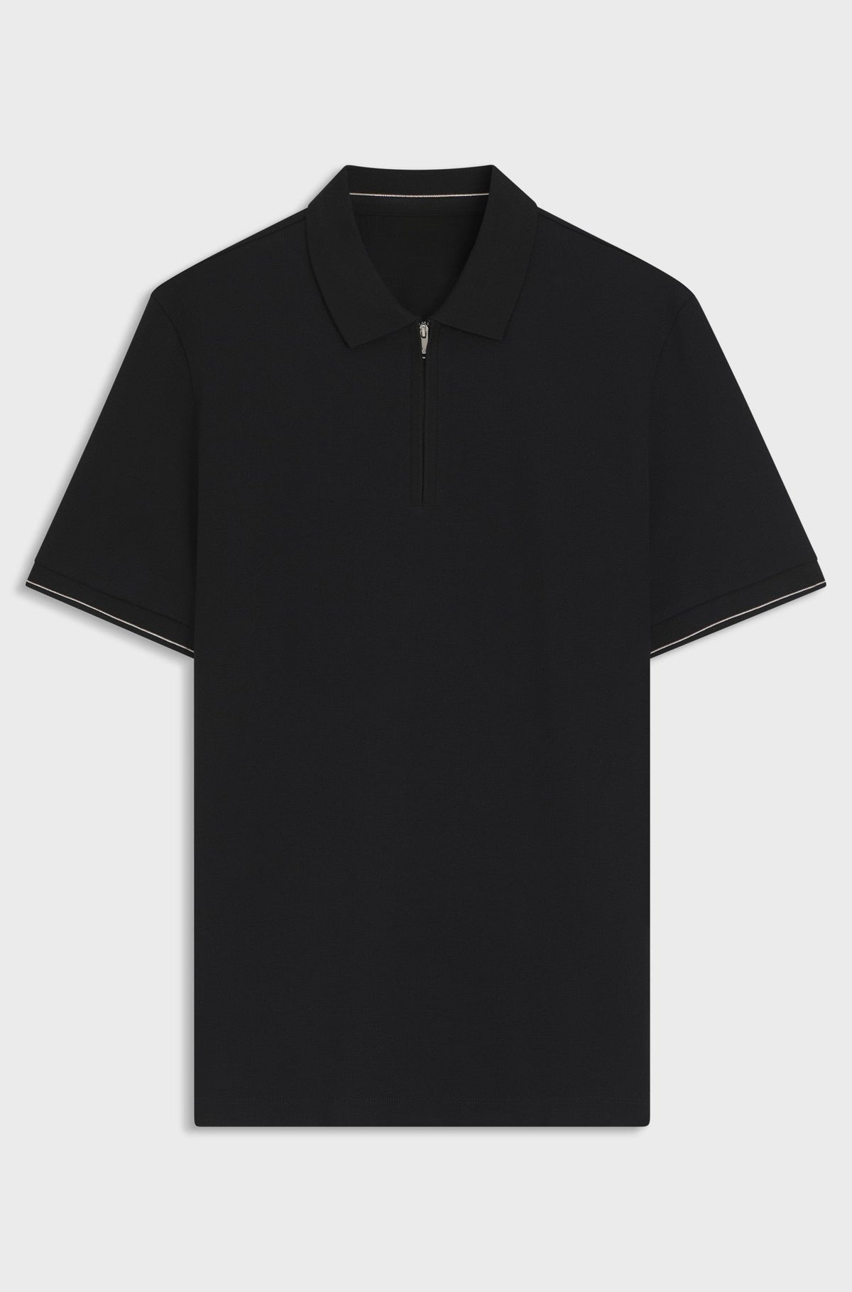Regular-fit polo with zip closure - Black