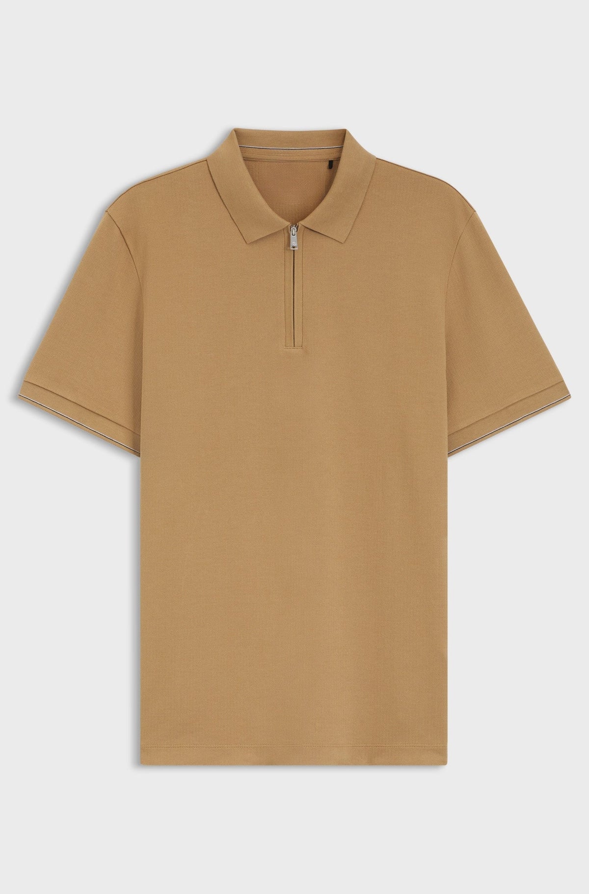 Regular-fit polo with zip closure - Beige