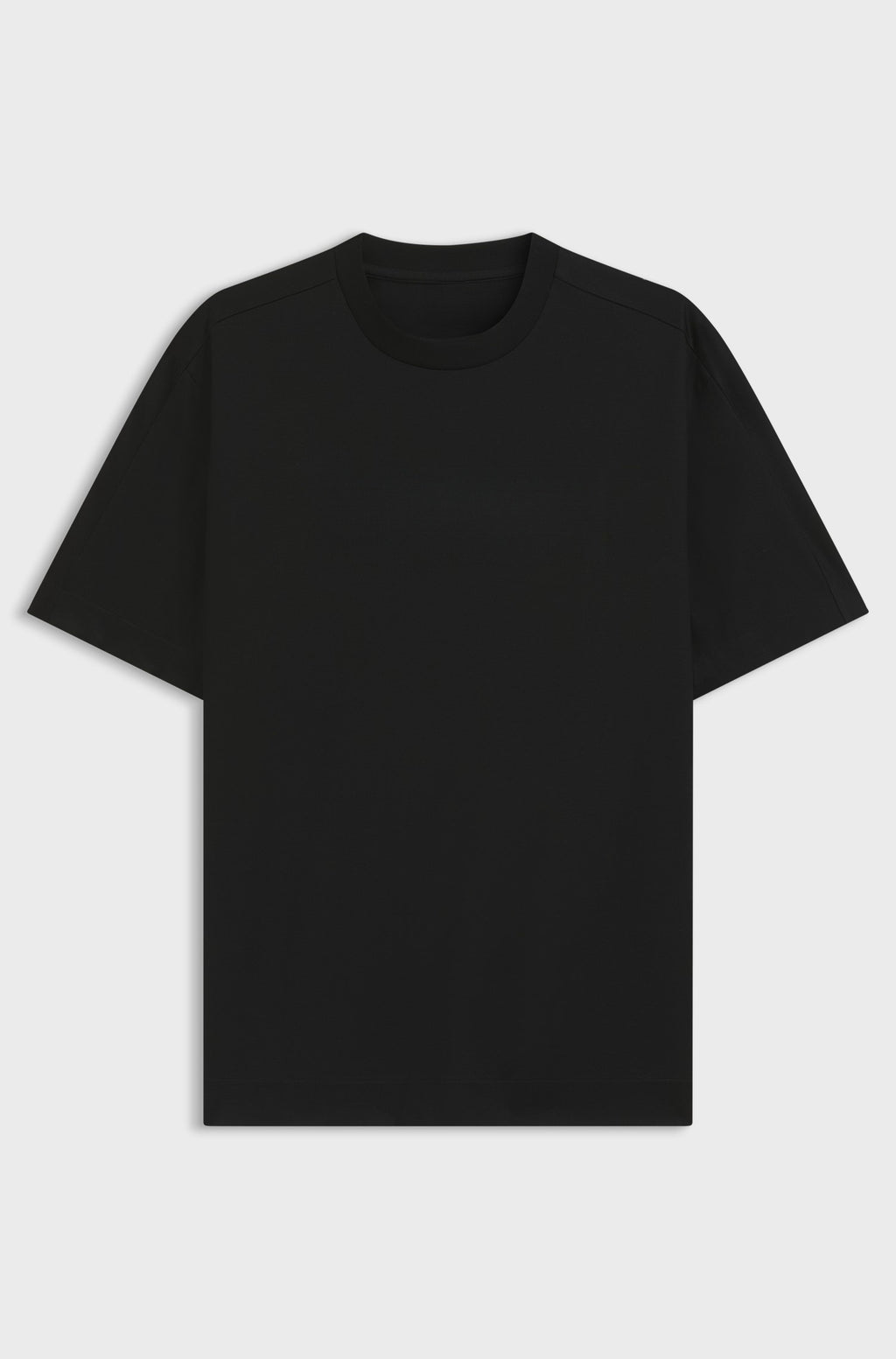 Straight-fit crew-neck tee in mercerised cotton - Black