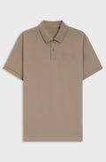 Paddy polo shirt with structured logo patch - Light Brown