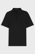 Polo shirt in mercerised cotton jacquard - Black