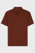 Polo shirt in mercerised cotton jacquard - Dark Brown