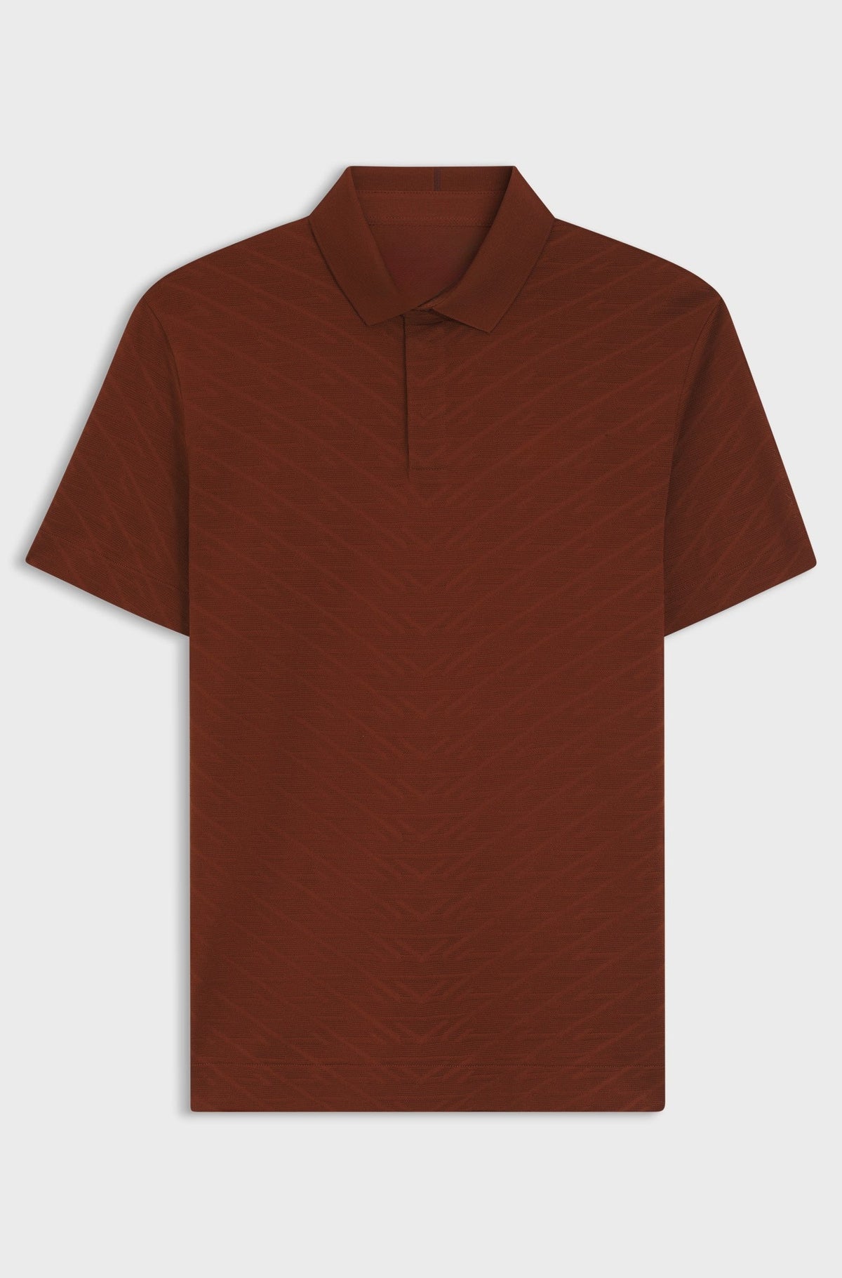Polo shirt in mercerised cotton jacquard - Dark Brown