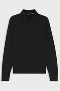Merino-wool polo sweater - Black