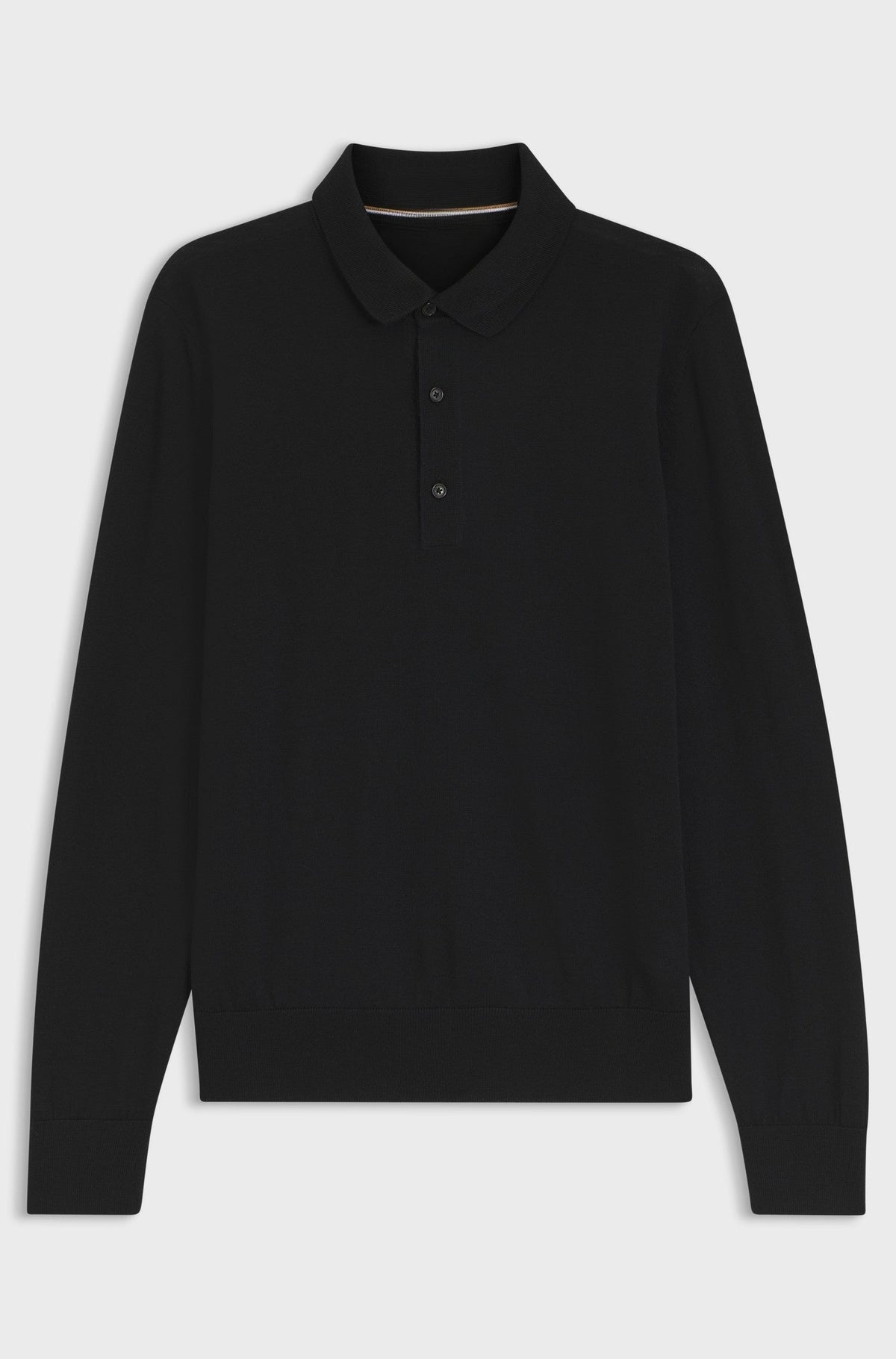 Merino-wool polo sweater - Black
