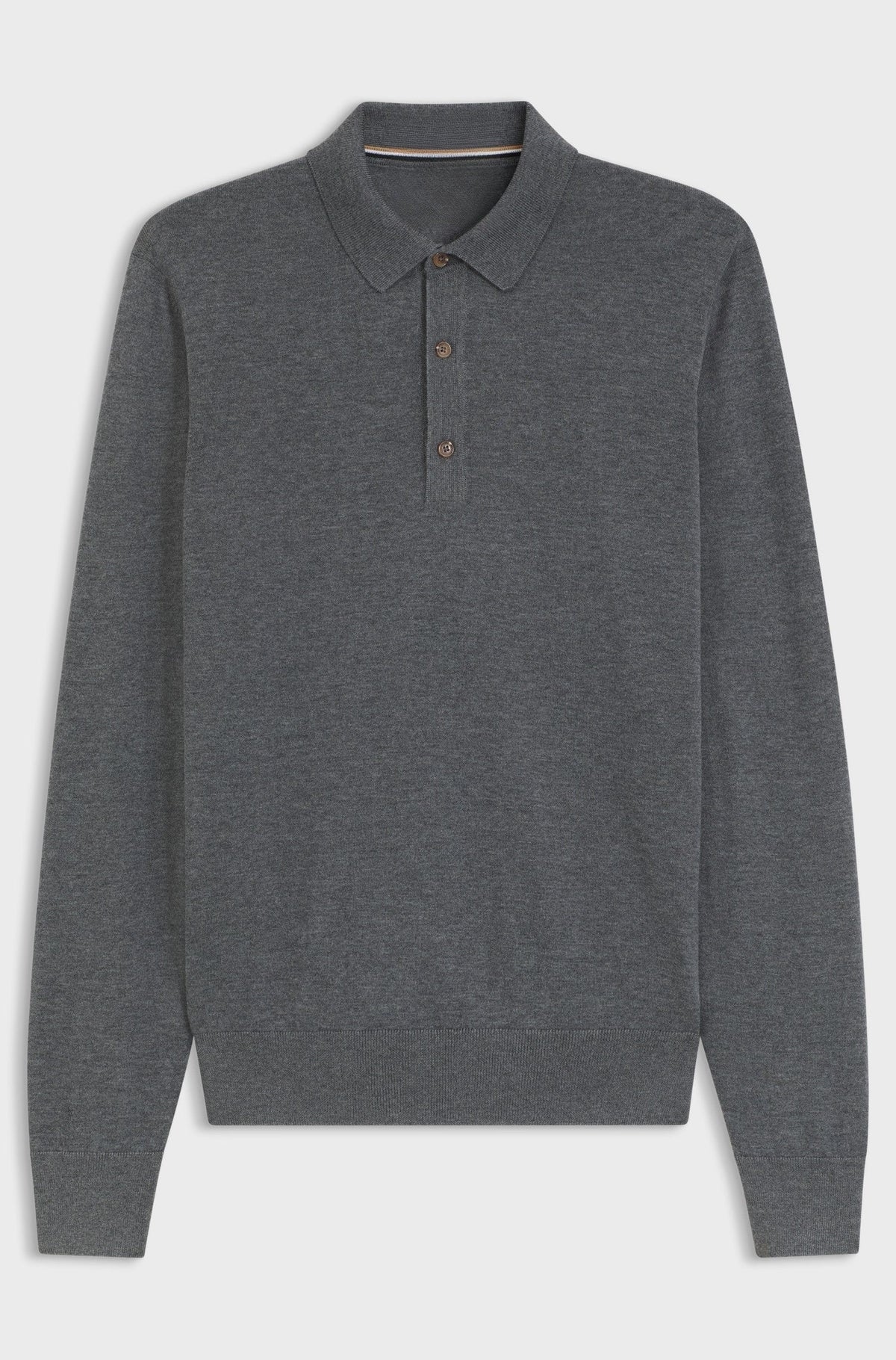 Merino-wool polo sweater - Dark Grey