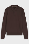 Merino-wool polo sweater - Dark Brown