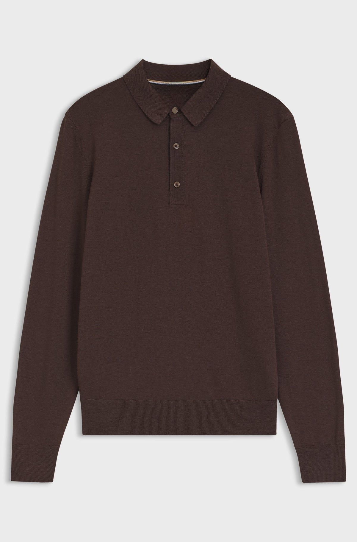 Merino-wool polo sweater - Dark Brown